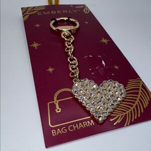 Jeweled Heart Bag Charm Keychain